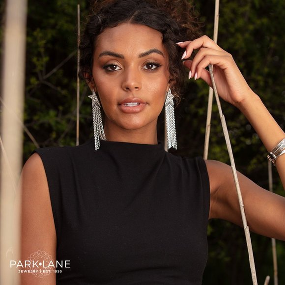 PARK LANEJEWELRY MAVERICK EARRINGS NWT 4 1/2" hand-set Crystals reg. retail $140 - Picture 3 of 3